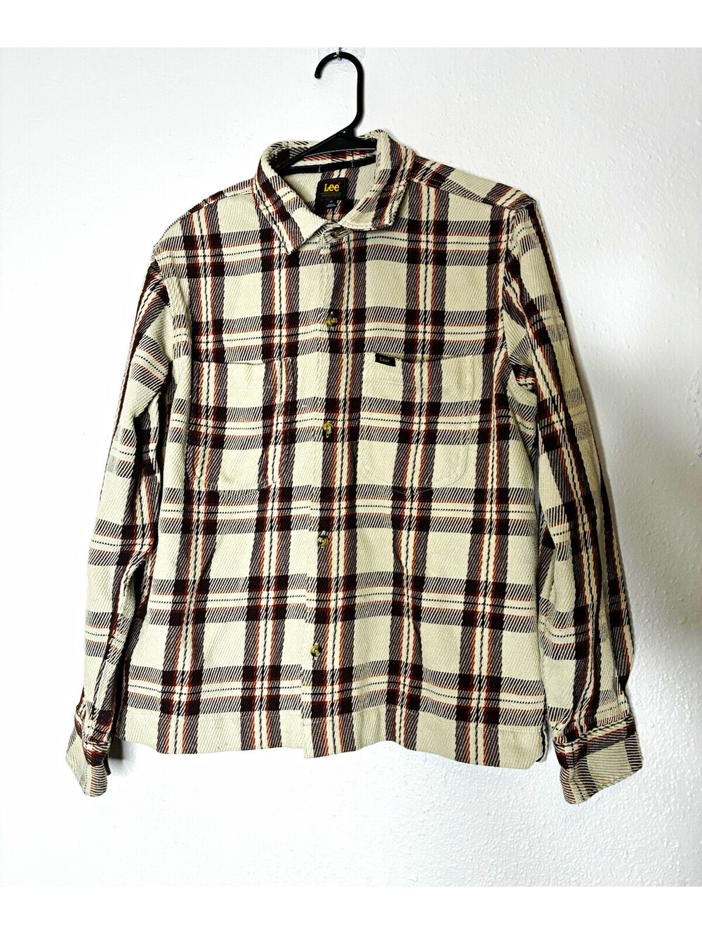 Lee Men's Plaid Corduroy Overshirt Jacket Size Medium Long Sleeve Button-Down